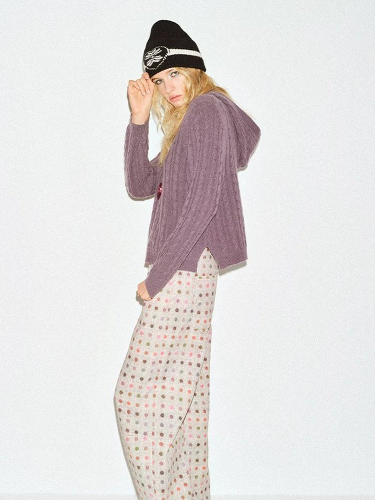 TOKOKKINO Eve of Elopement Cable-Knit Hooded Pullover