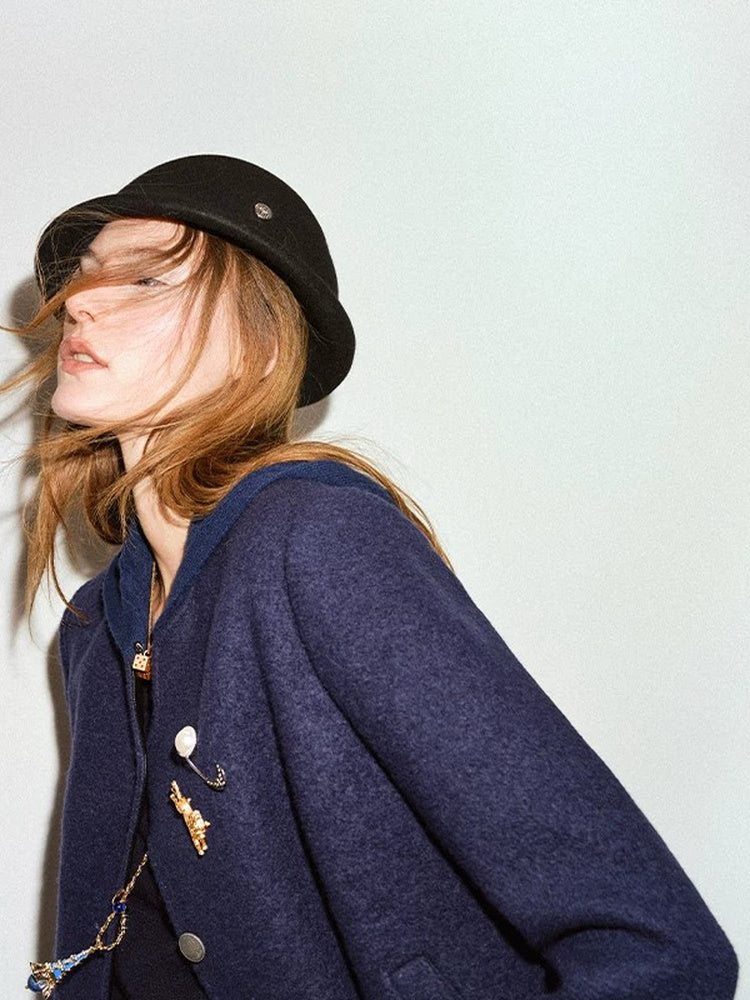 TOKOKKINO Black Wool Cloche Hat
