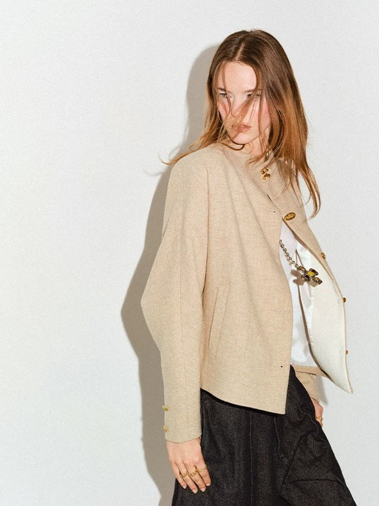 TOKOKKINO As Usual Stand-Collar Wool Jacket