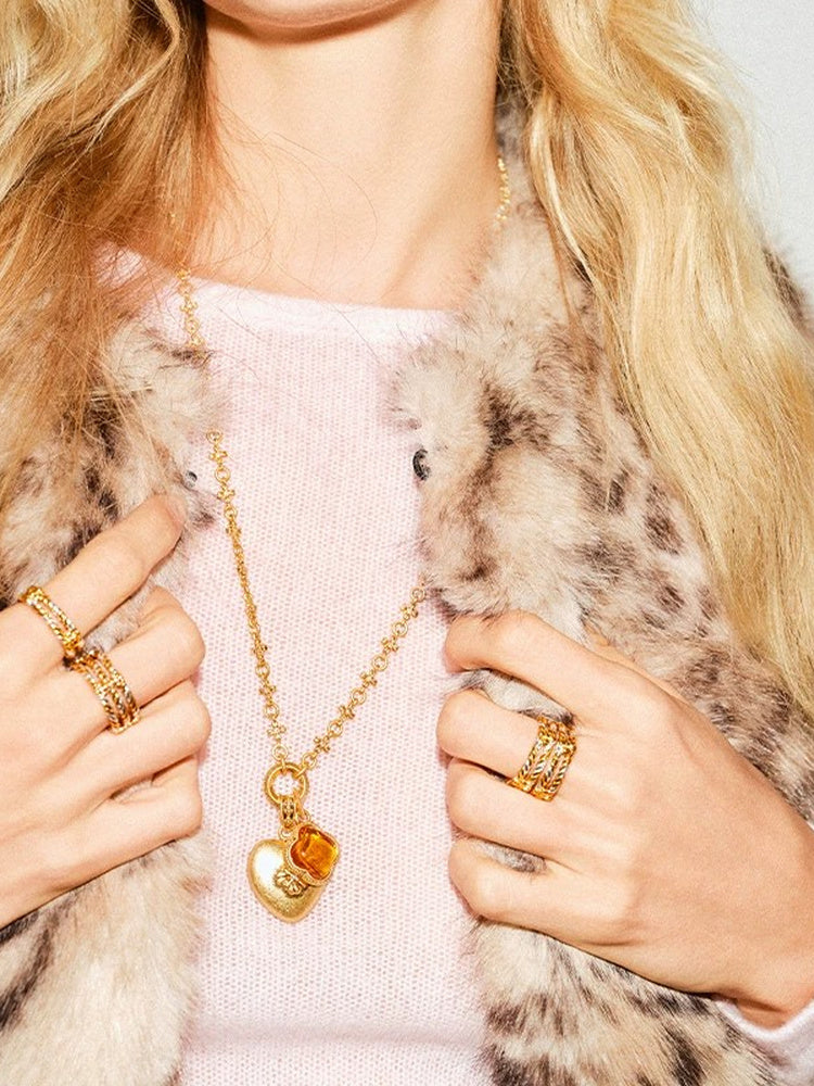 TOKOKKINO Gold Heart Charm Necklace