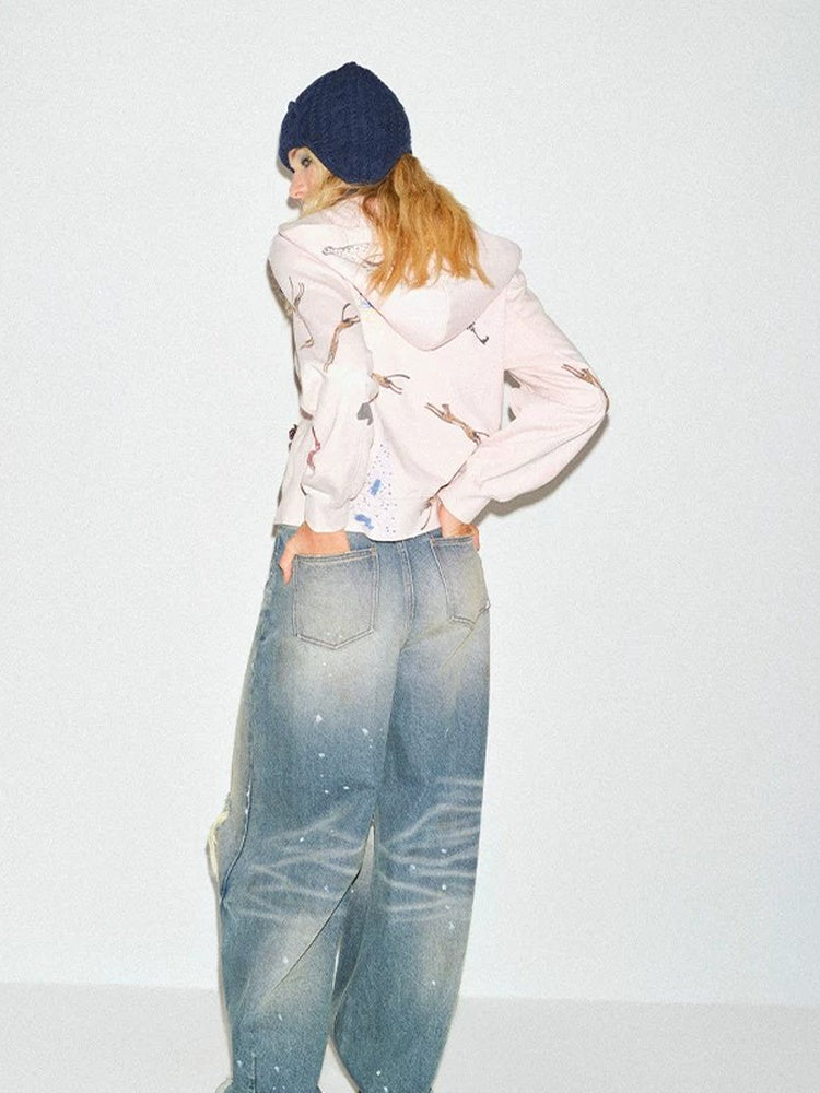 TOKOKKINO Distressed Wide-Leg Jeans
