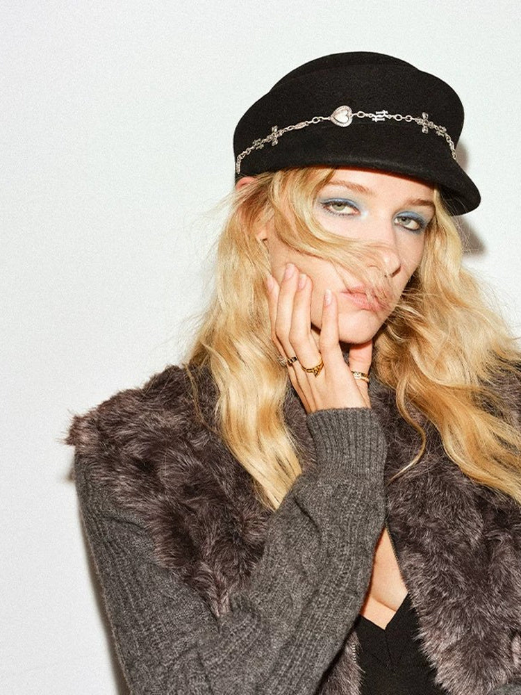 TOKOKKINO Nightingale Medal Jeweled Rolled-Brim Hat