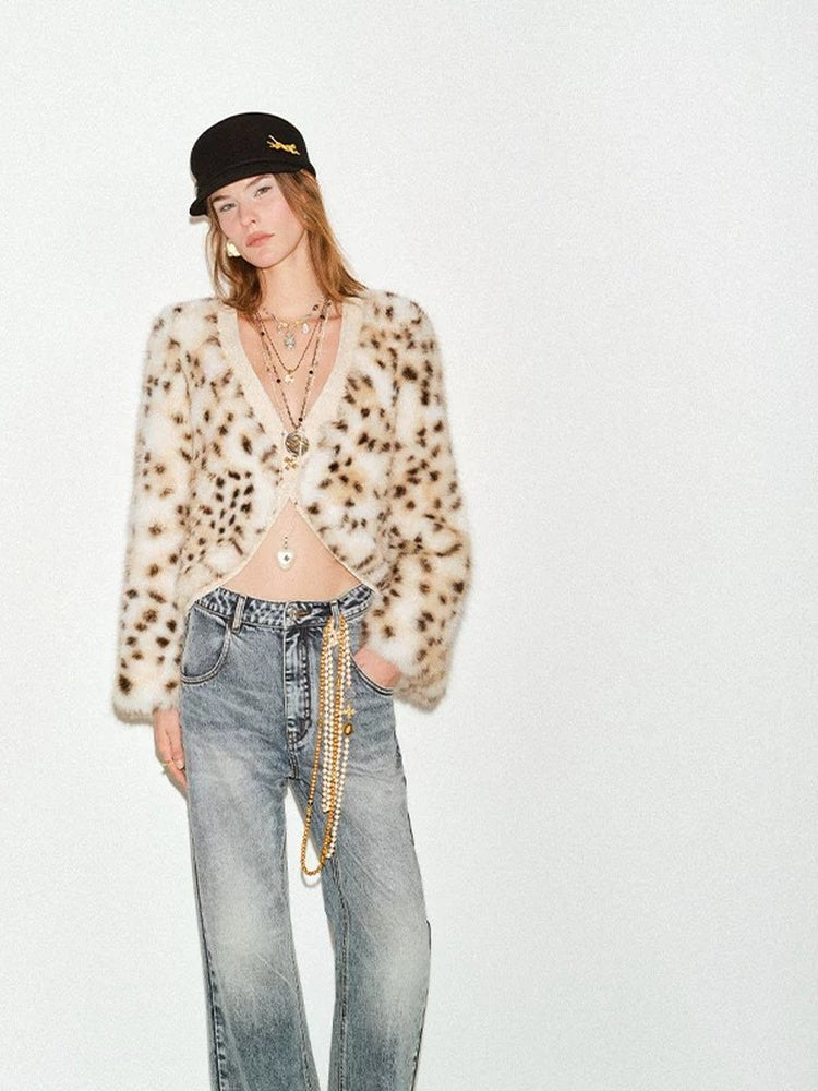 TOKOKKINO Leopard Knit Cardigan