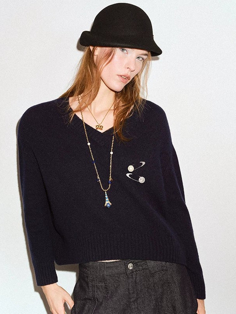 TOKOKKINO Black Wool Cloche Hat