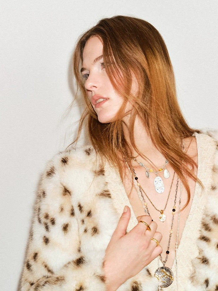 TOKOKKINO Leopard Knit Cardigan
