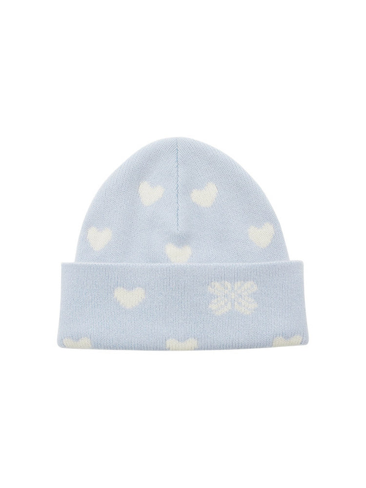TOKOKKINO Powder Blue Heart Knit Beanie