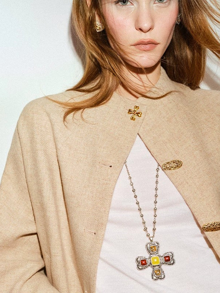 TOKOKKINO As Usual Stand-Collar Wool Jacket