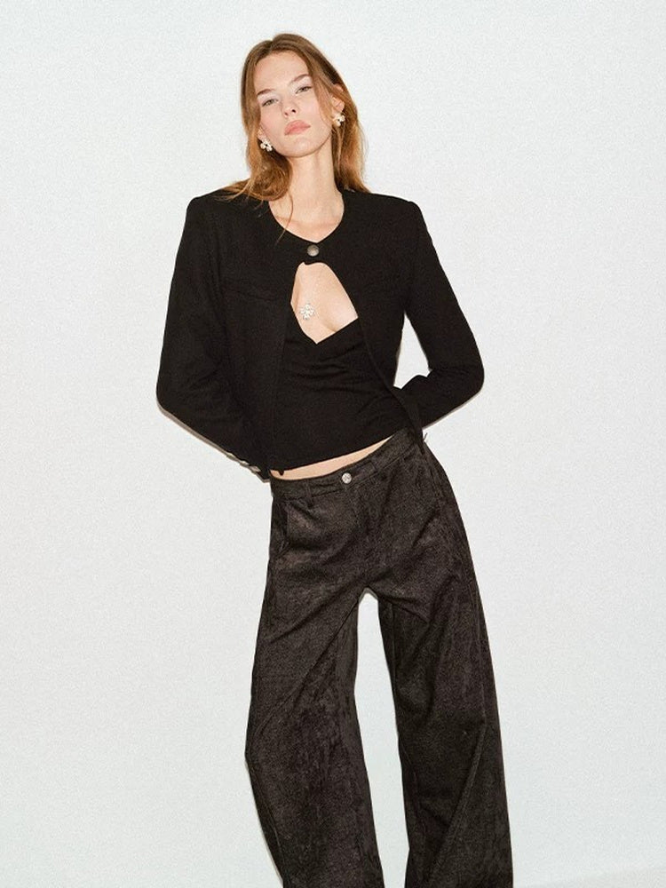 TOKOKKINO Night Tide Velvet Wide-Leg Pants