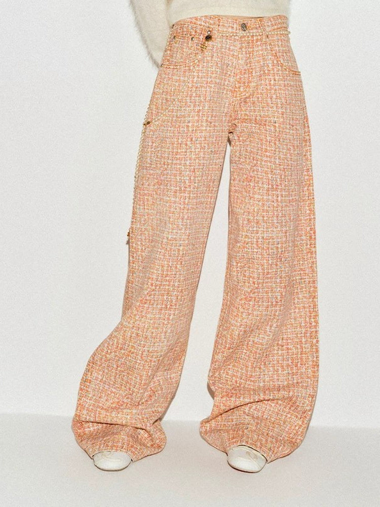 TOKOKKINO Orange Note Peach Wide-Leg Pants