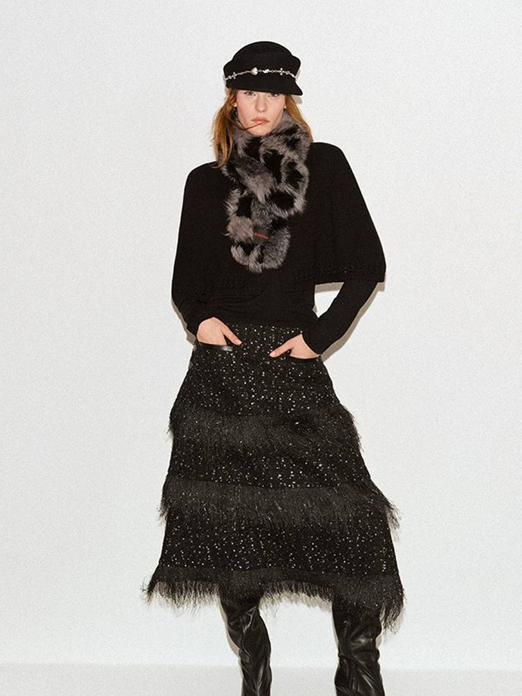 TOKOKKINO Night Garden Fringed Tiered Skirt