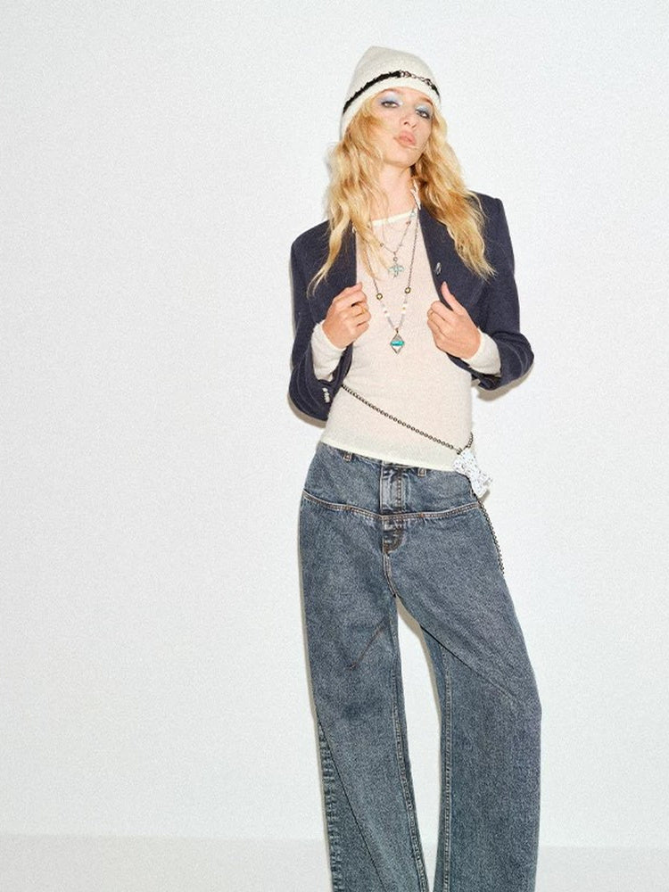 TOKOKKINO Wind Chime Ruffle-Trim Cropped Jacket