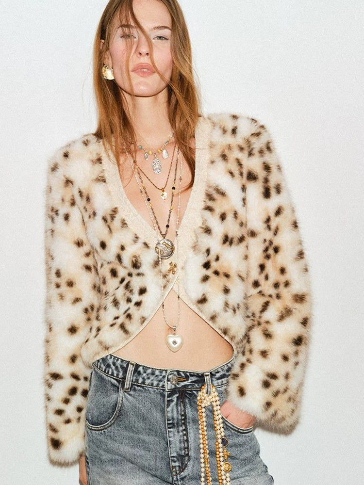 TOKOKKINO Leopard Knit Cardigan