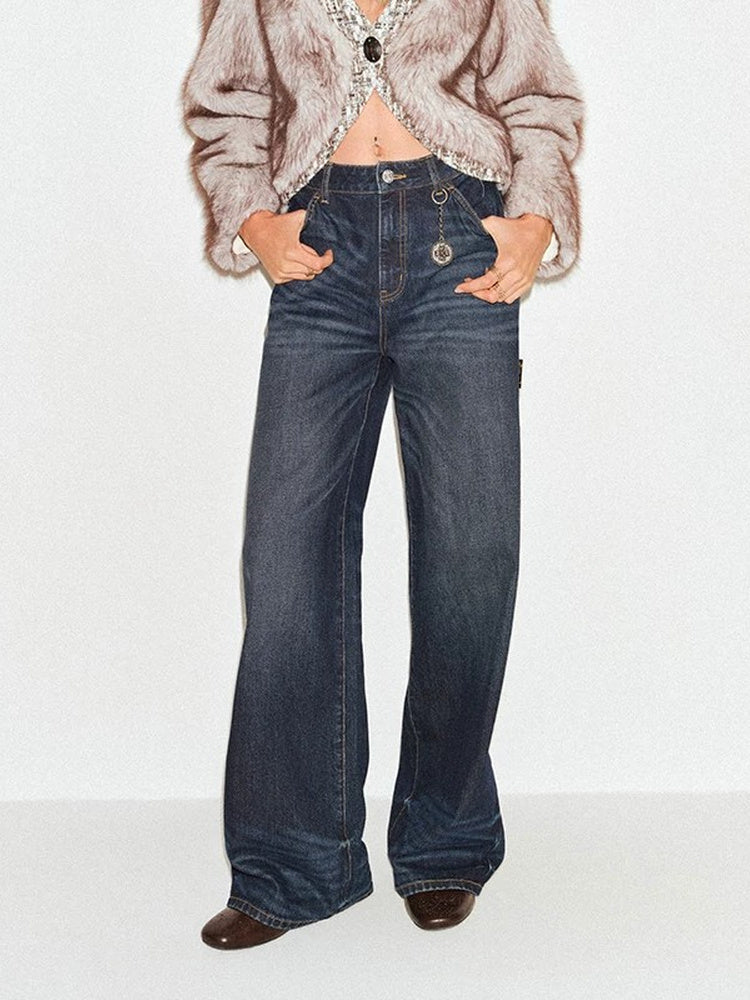 TOKOKKINO Old Days Dark Wash Straight-Leg Jeans