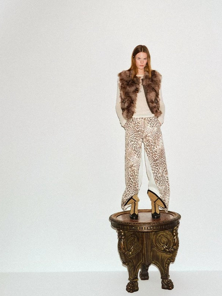 TOKOKKINO Brown Faux-Fur Vest