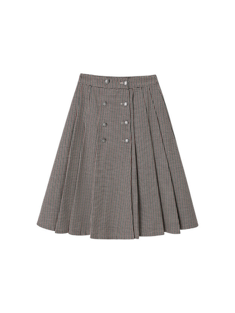 TOKOKKINO Wind over the Boulevard Checked Pleated Skirt