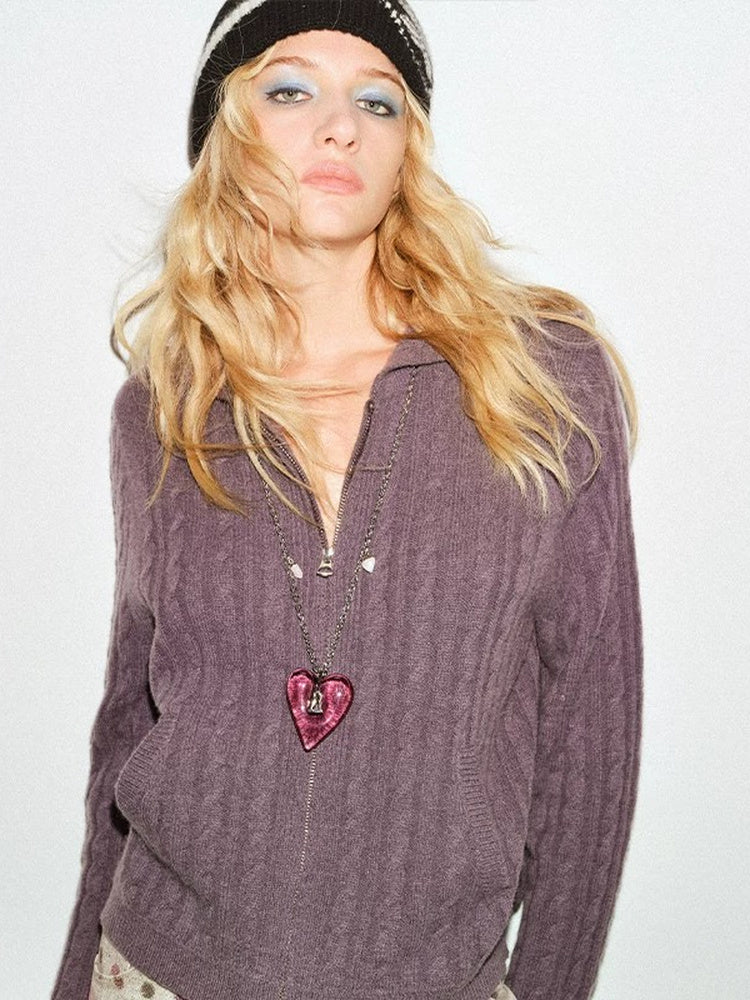 TOKOKKINO Eve of Elopement Cable-Knit Hooded Pullover