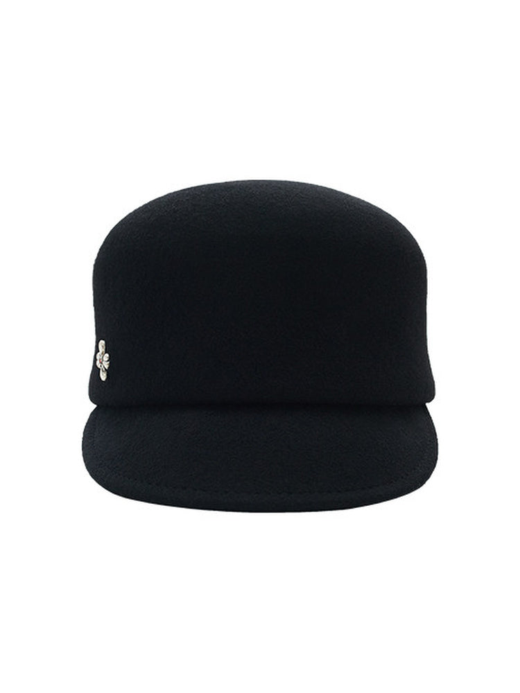 TOKOKKINO Black Wool Brim Cap