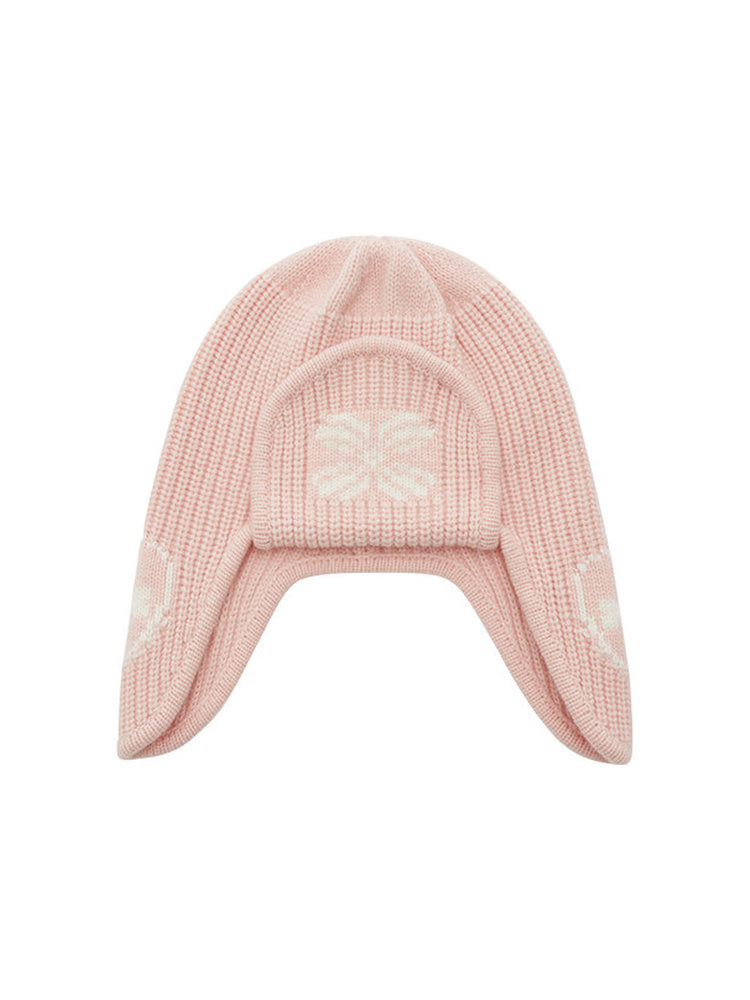 TOKOKKINO Soft Pink Knit Earflap Beanie