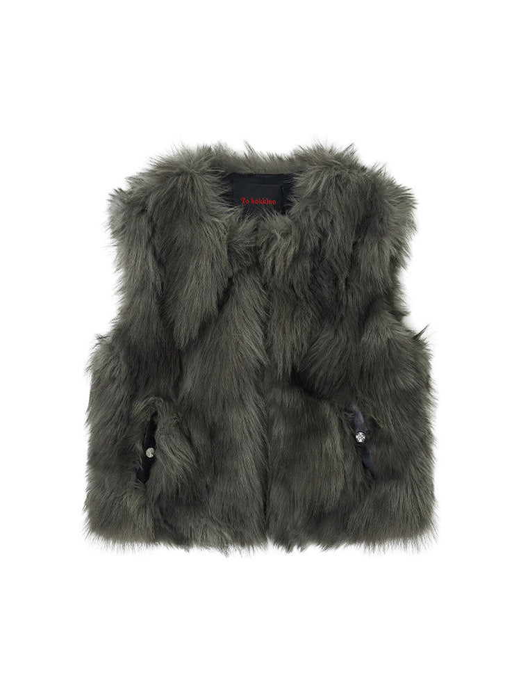 TOKOKKINO Misty Wilderness Faux-Fur Vest