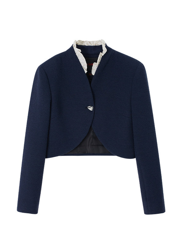 TOKOKKINO Wind Chime Ruffle-Trim Cropped Jacket