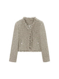 TOKOKKINO Cream Letter Textured Knit Jacket