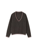 TOKOKKINO Black Tea Study V-Neck Knit Sweater