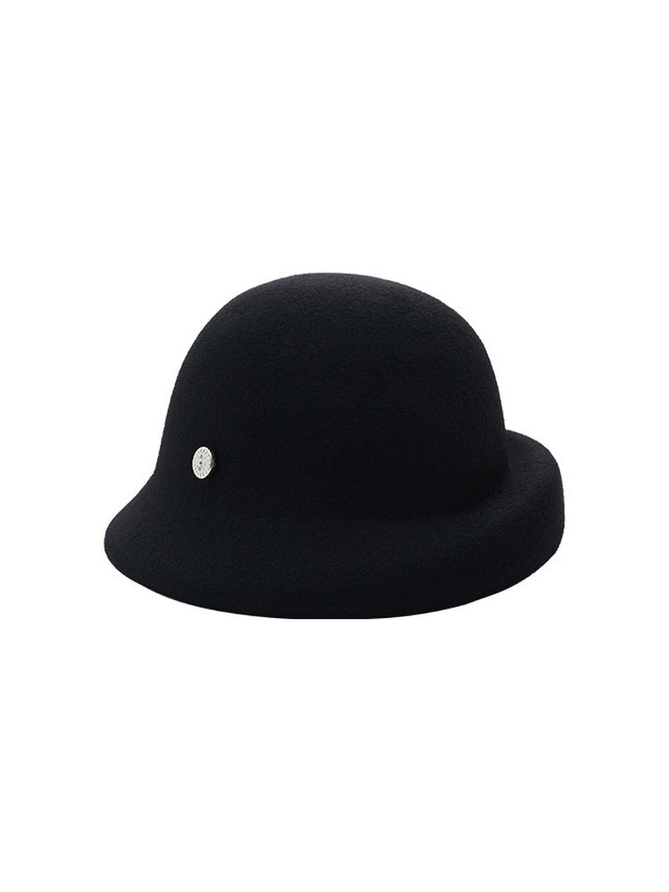 TOKOKKINO Black Wool Cloche Hat