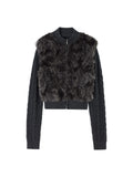 TOKOKKINO Cloud Edge Faux-Fur Panel Zip Knit Jacket