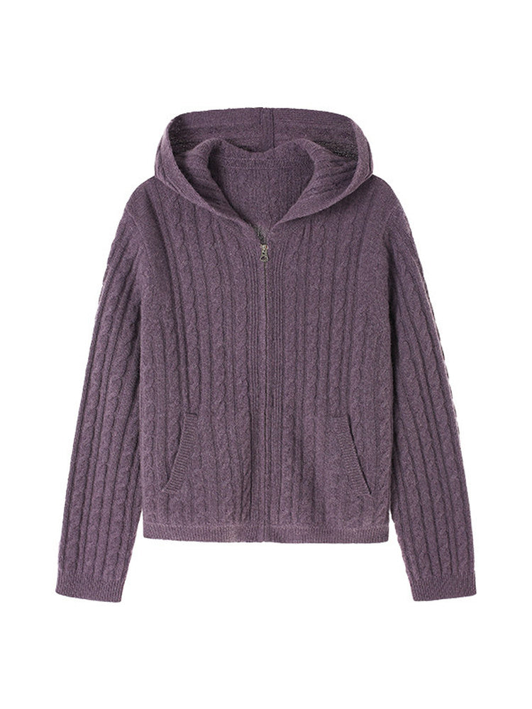 TOKOKKINO Eve of Elopement Cable-Knit Hooded Pullover
