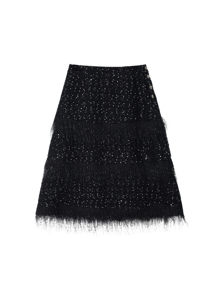 TOKOKKINO Night Garden Fringed Tiered Skirt
