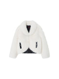 TOKOKKINO White Night Letter Cropped Faux-Fur Jacket
